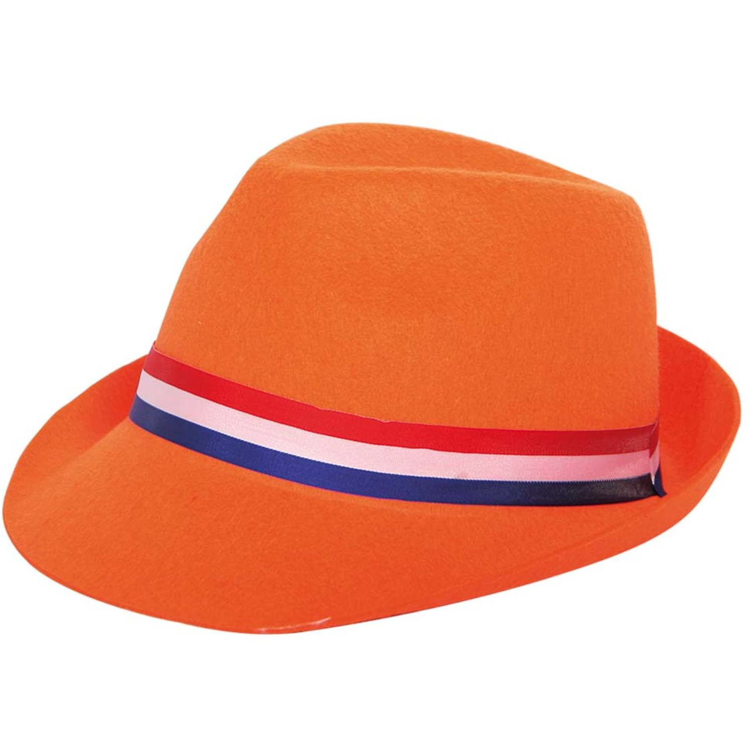Oranje hoed met lint