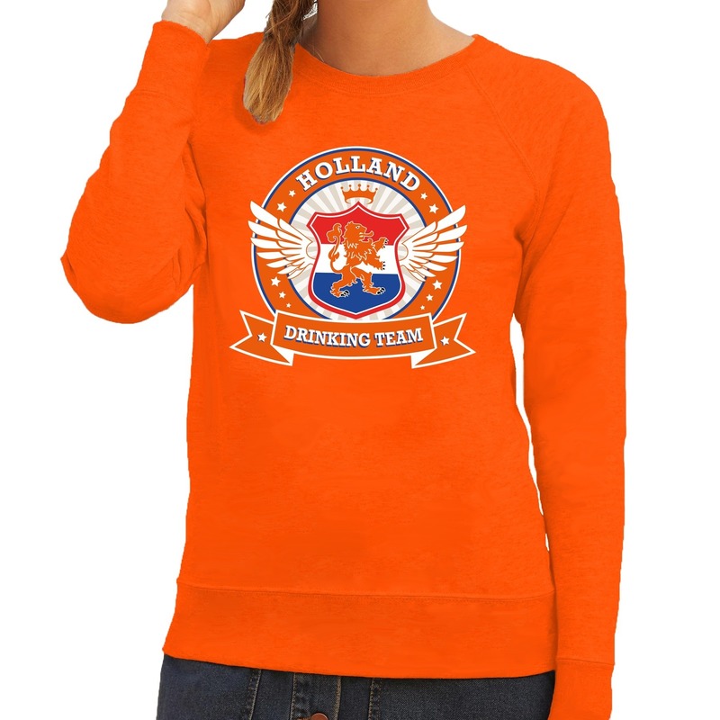 Oranje Holland drinking team sweater dames