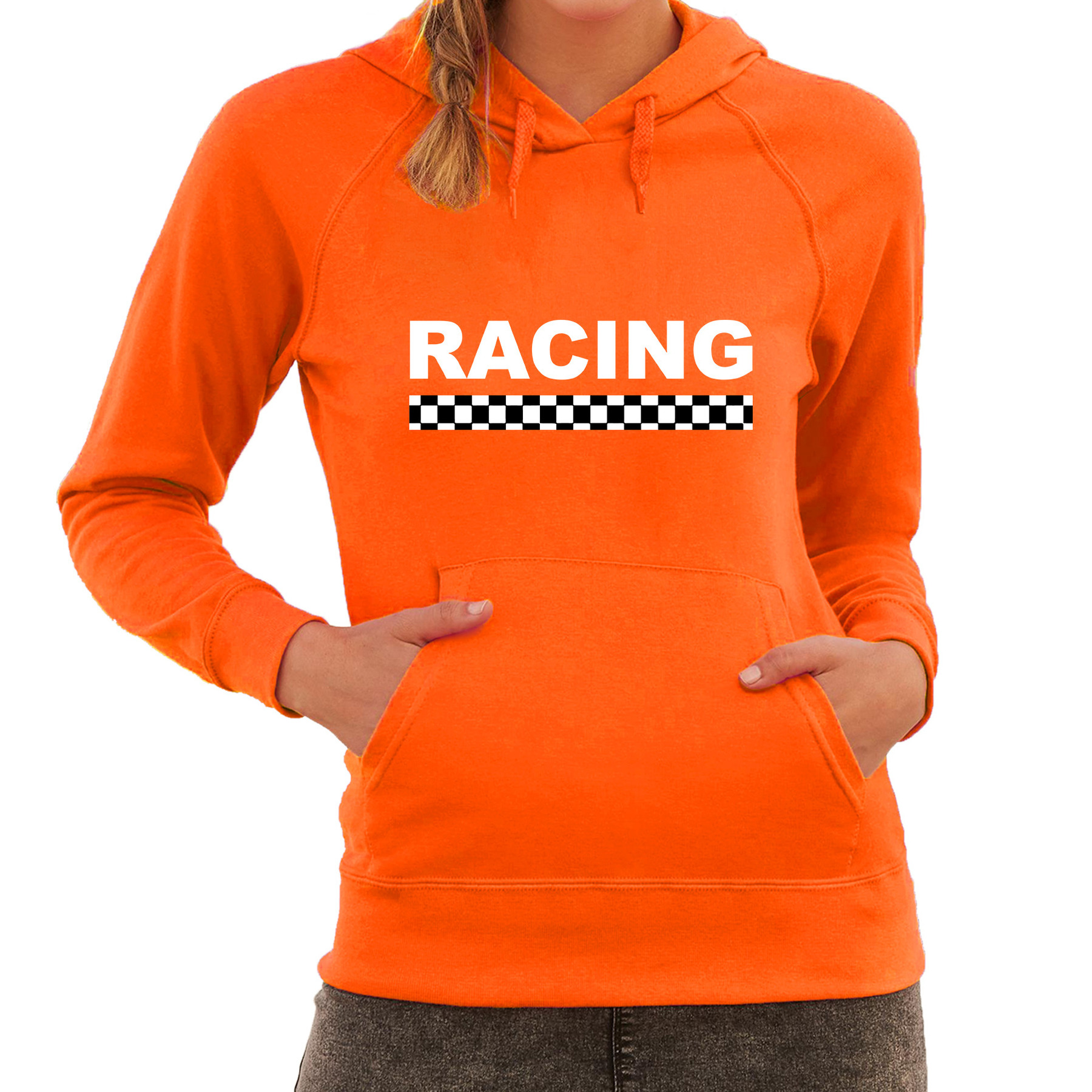 Oranje Racing supporter - race fan hoodie voor dames