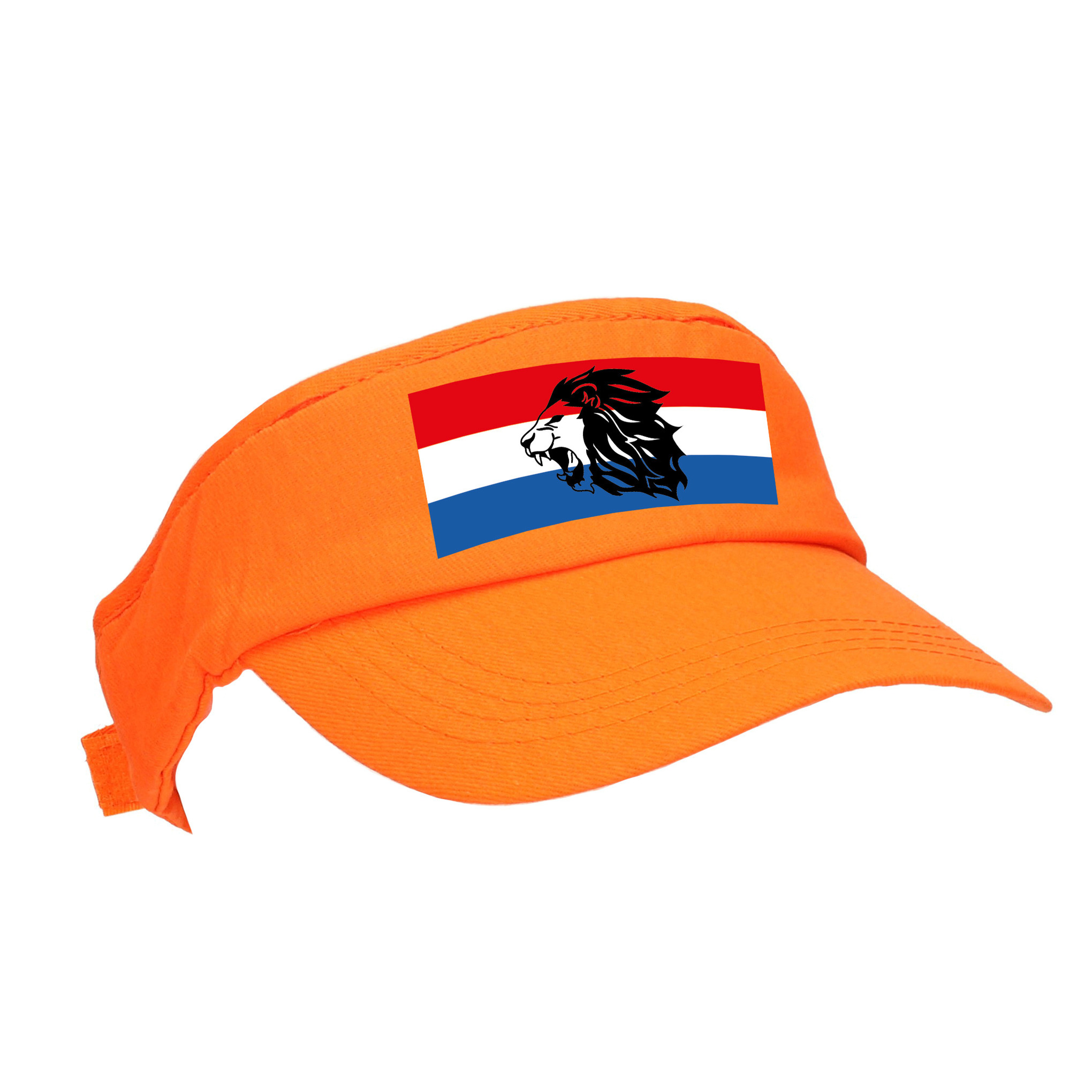 Oranje supporter - Koningsdag zonneklep met Nederlandse vlag en leeuw voor EK/ WK fans