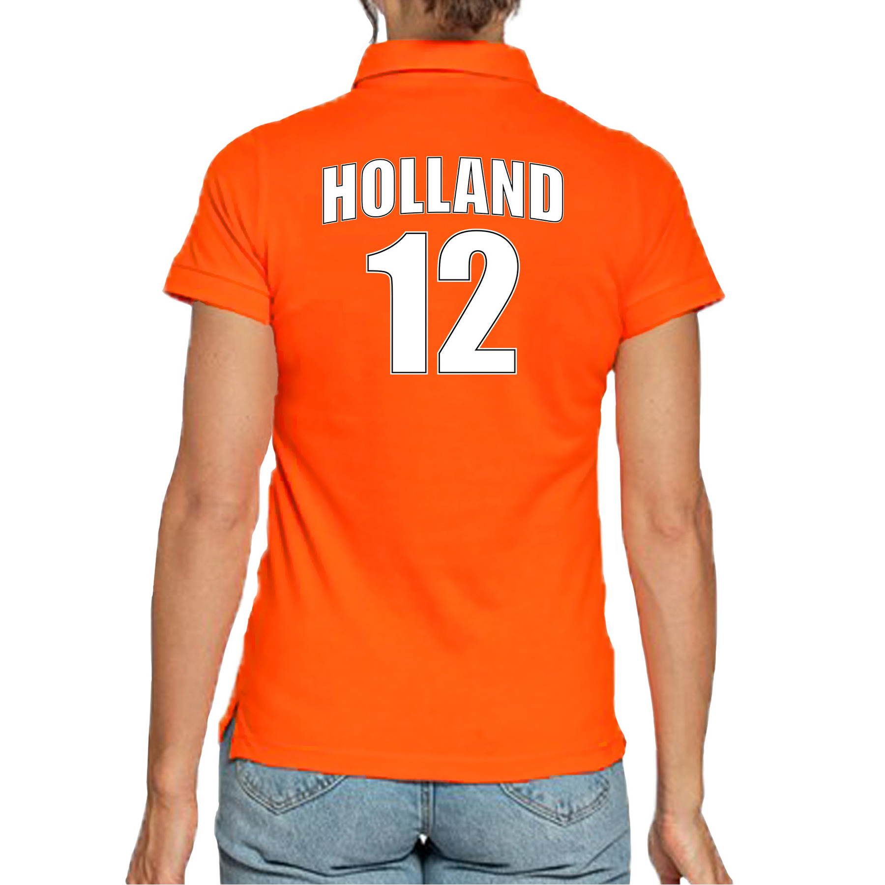 Oranje supporter poloshirt met rugnummer 12 - Holland - Nederland fan shirt voor dames