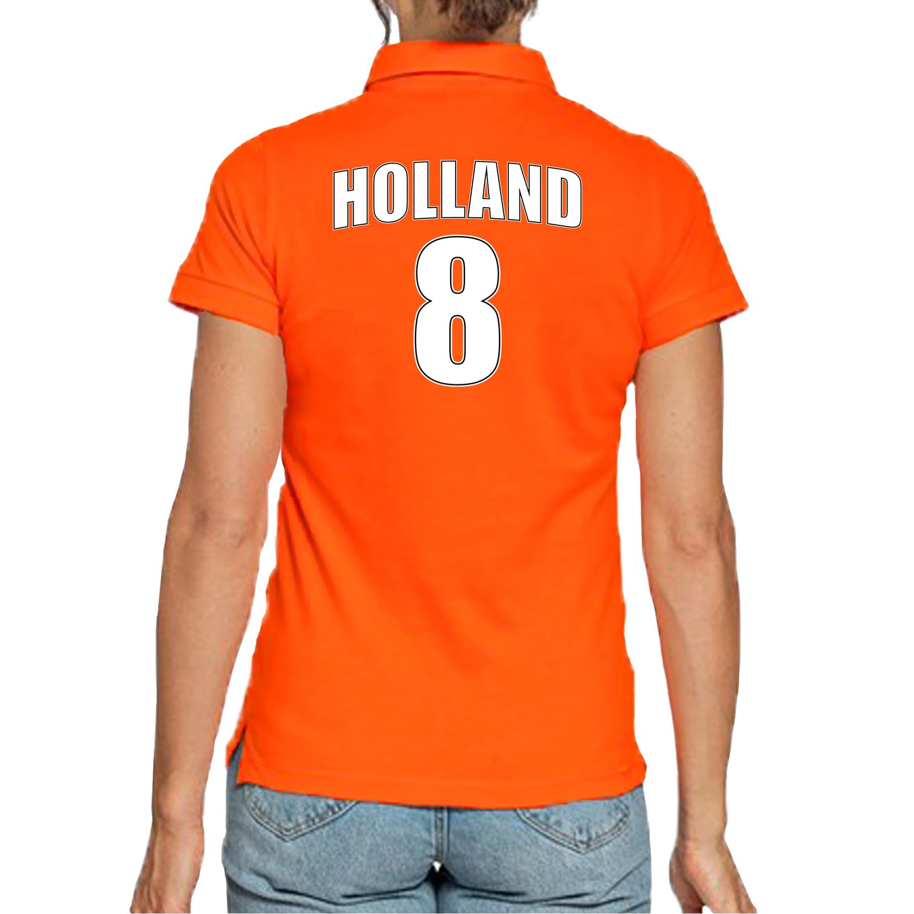 Oranje supporter poloshirt met rugnummer 8 - Holland - Nederland fan shirt voor dames