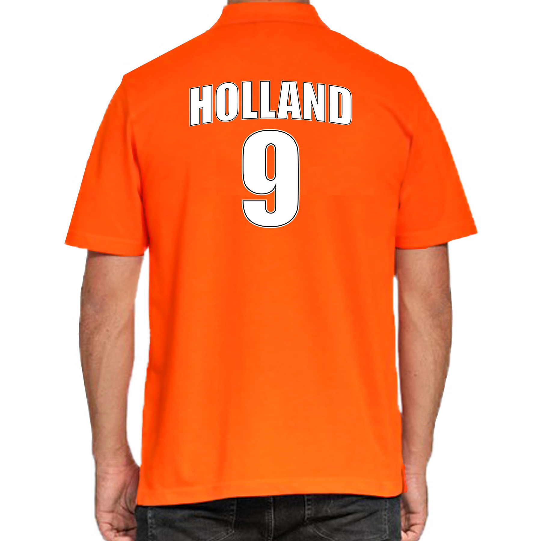 Oranje supporter poloshirt met rugnummer 9 - Holland - Nederland fan shirt voor heren