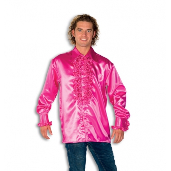 Overhemd roze met rouches heren