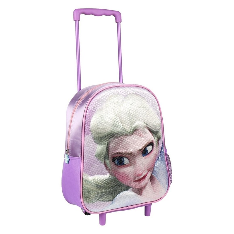 Paarse 3D Elsa Frozen weekendtas/trolley voor meisjes 31 cm