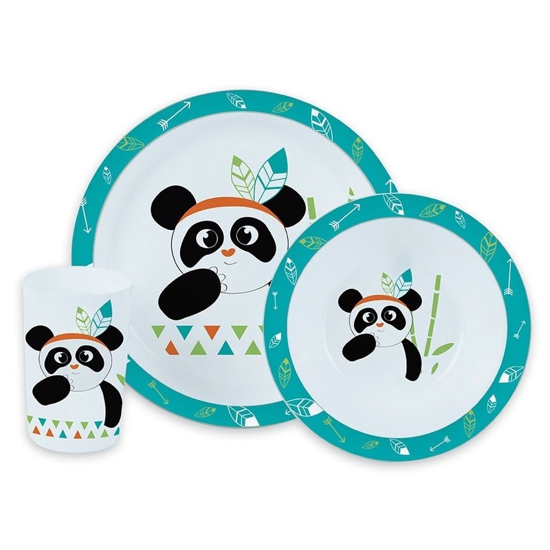 Panda artikelen panda servies set bordje-kommetje-bekertje
