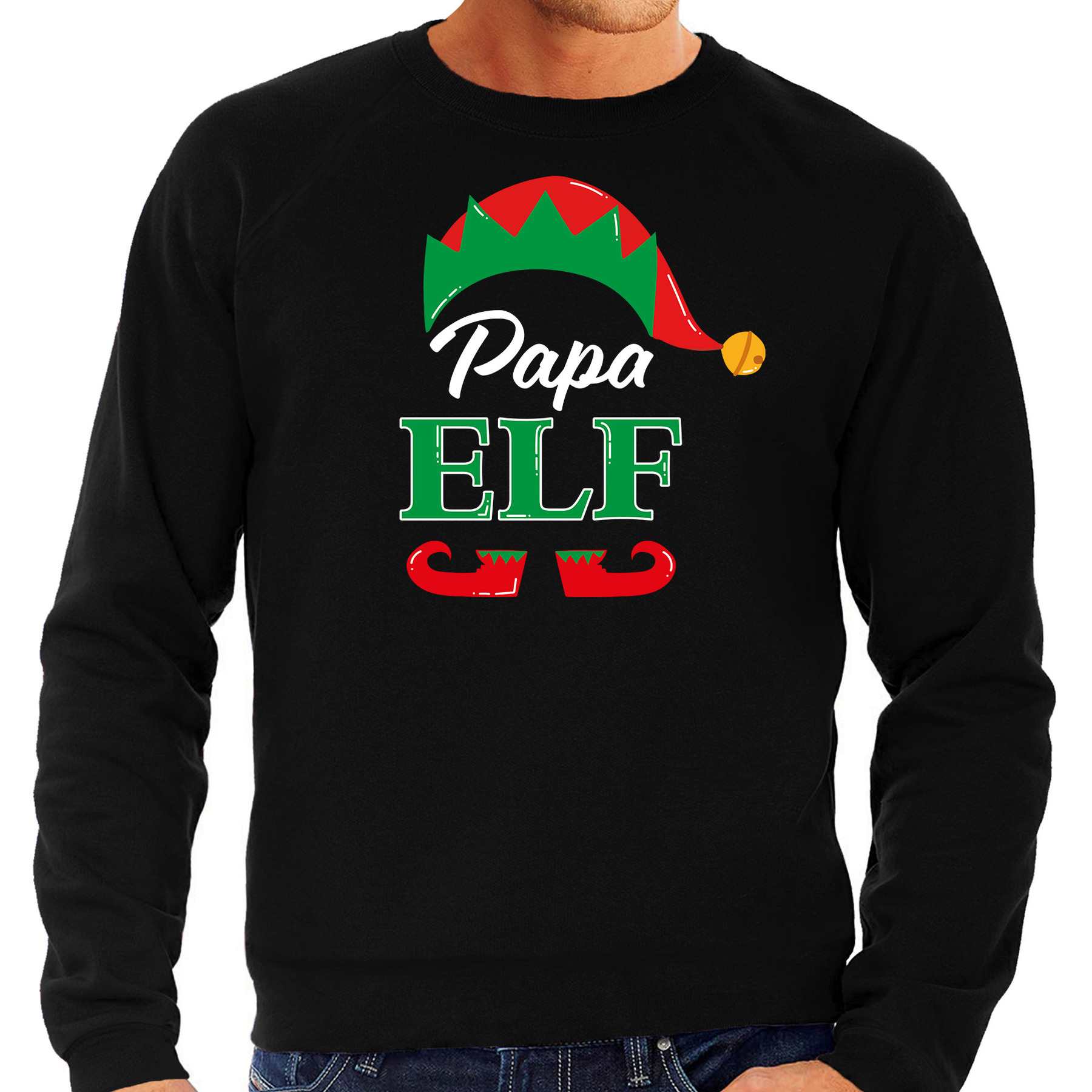 Papa elf foute Kerstsweater - Kersttrui zwart voor heren