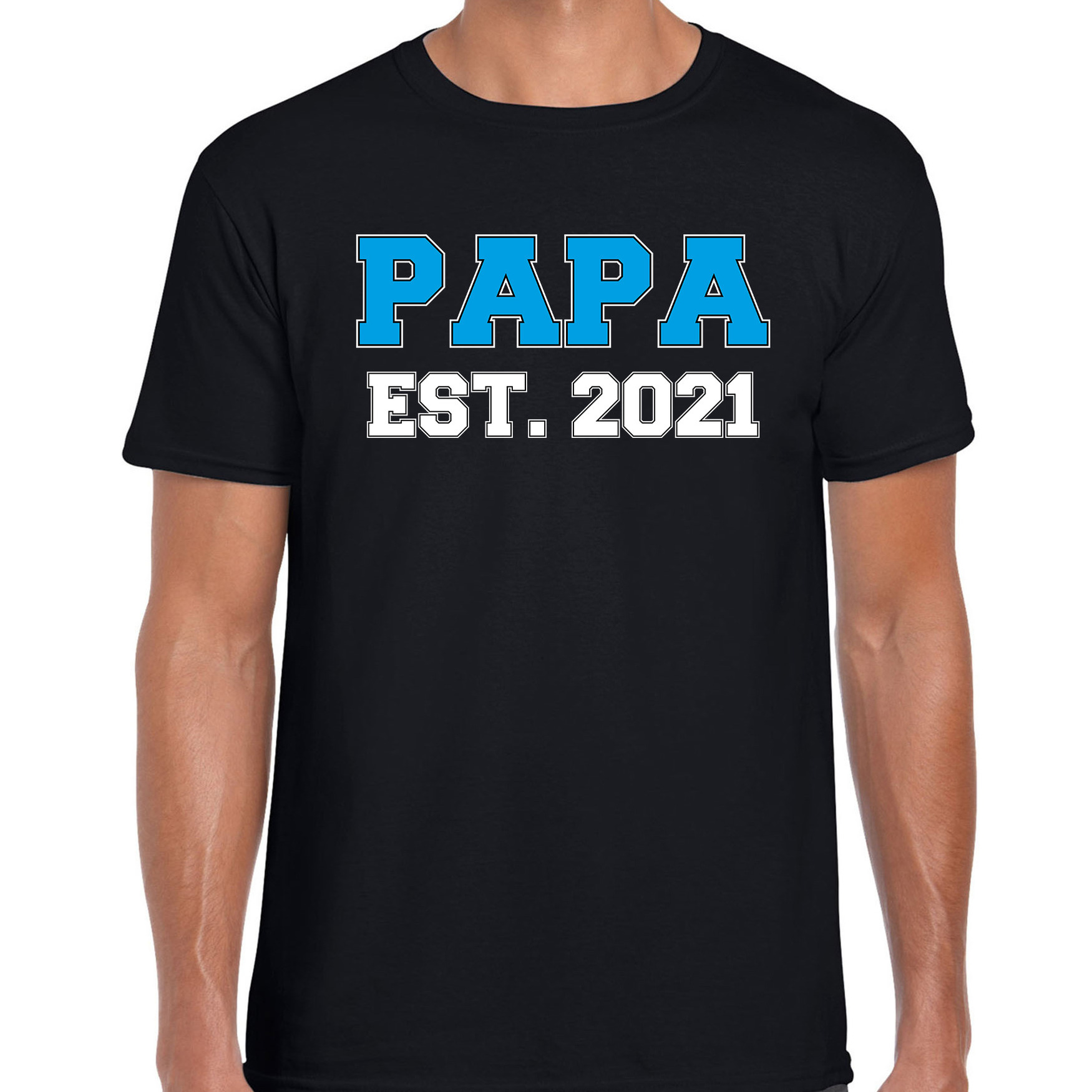Papa est 2021 t-shirt zwart voor heren Aanstaande vader- papa cadeau