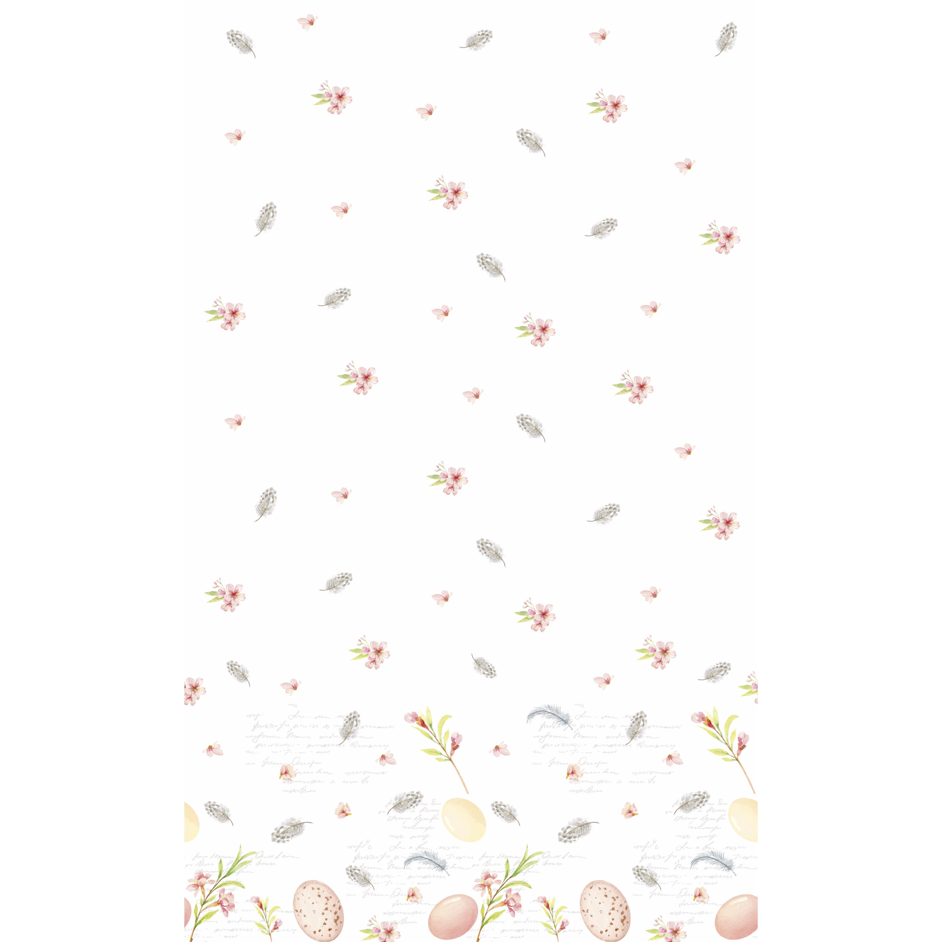 Pasen tafelkleed-tafellaken paaseieren wit-roze 138 x 220 cm