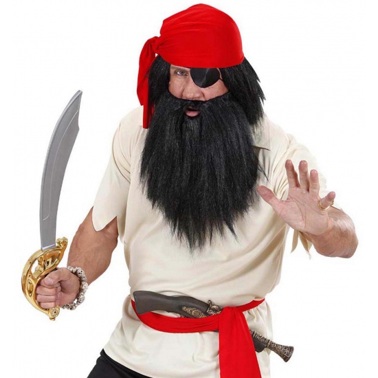 Piraten carnaval/verkleed baard met snor - zwart - voor volwassenen