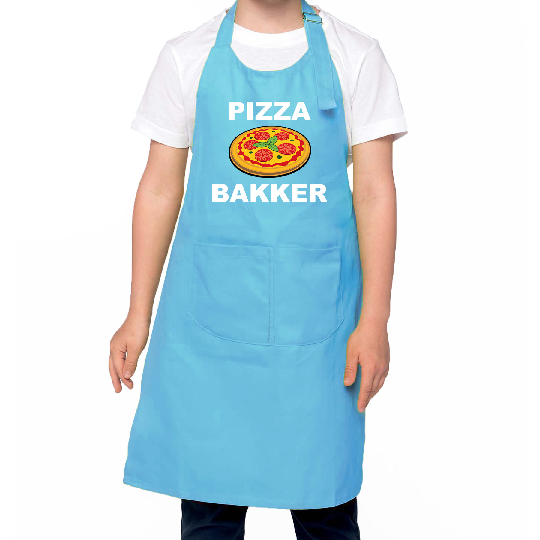 Pizza bakker schort/ keukenschort blauw voor jongens en meisjes - Bakken met kinderen