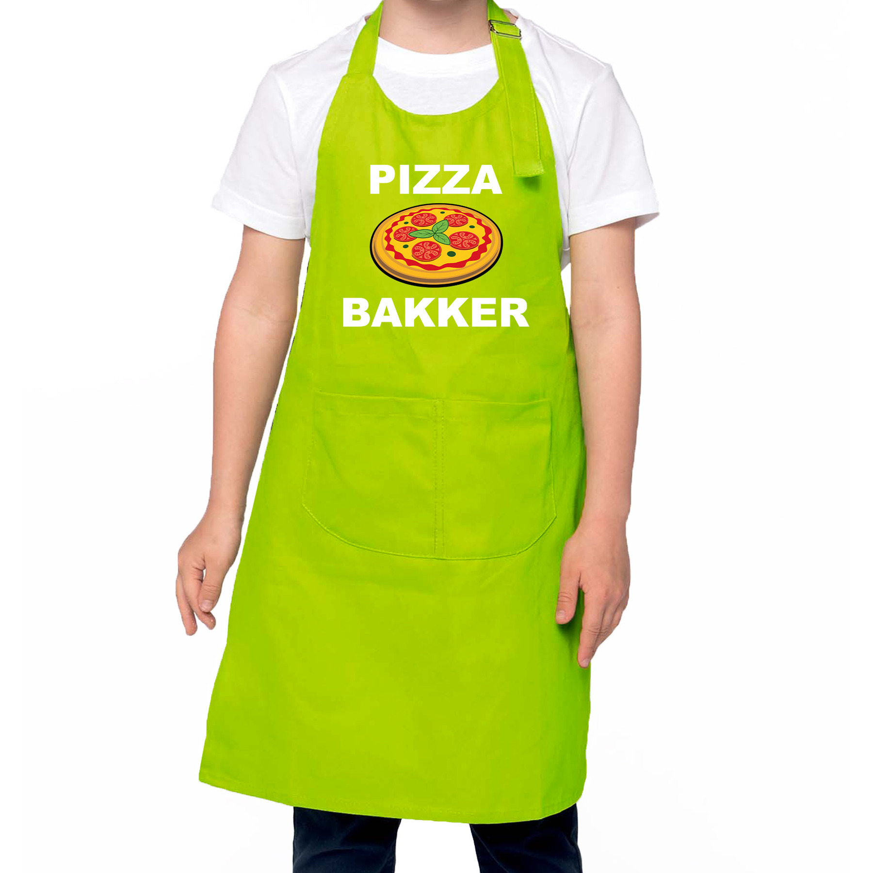 Pizza bakker schort/ keukenschort groen voor jongens en meisjes - Bakken met kinderen