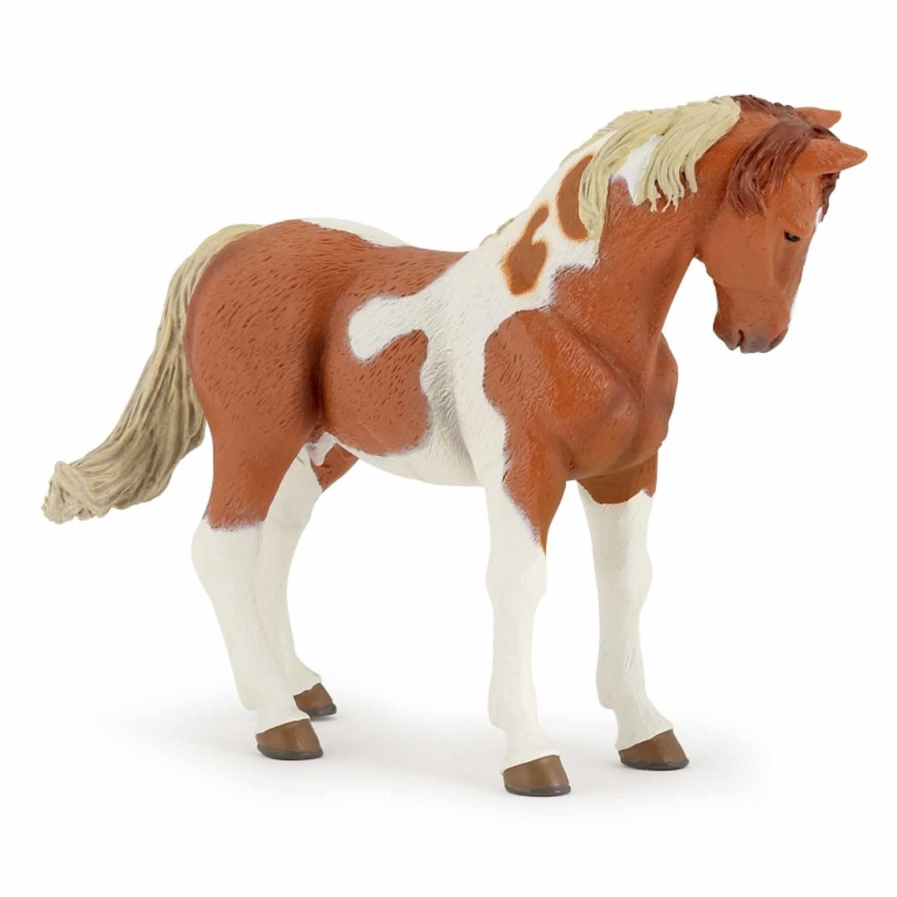 Plastic bruin-wit paard 10 cm