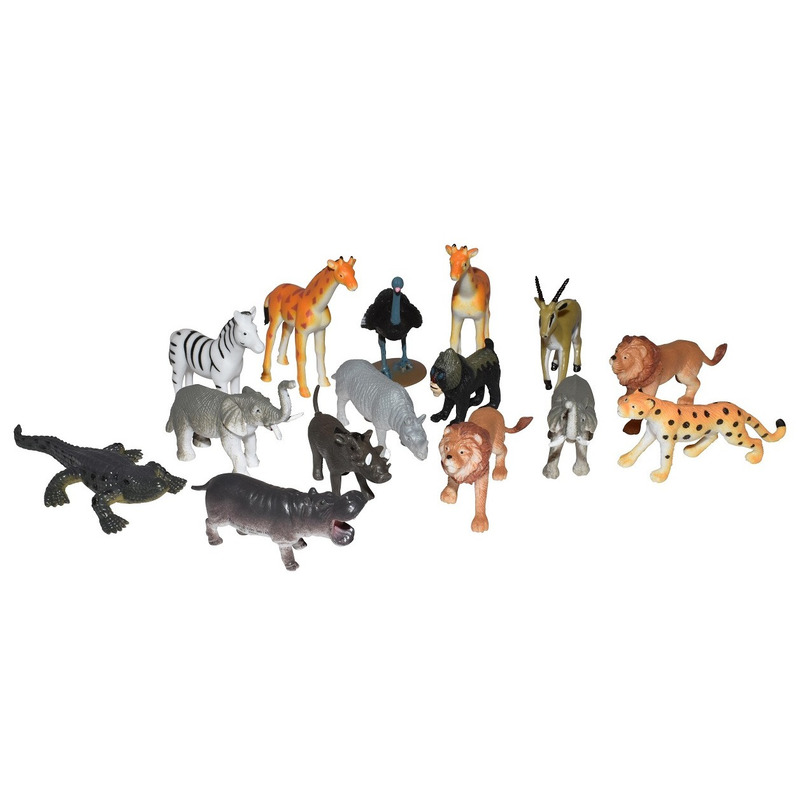 Plastic speelgoed safari dieren speelset 15-delig