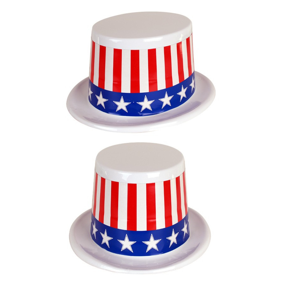 Plastic USA Amerikaanse thema hoed met stars and stripes