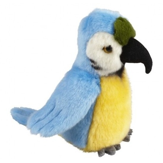 Pluche blauw/gele ara papegaai knuffel 18 cm