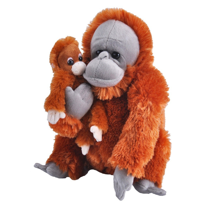 Pluche bruine Orang oetan aap met baby knuffel 38 cm speelgoed