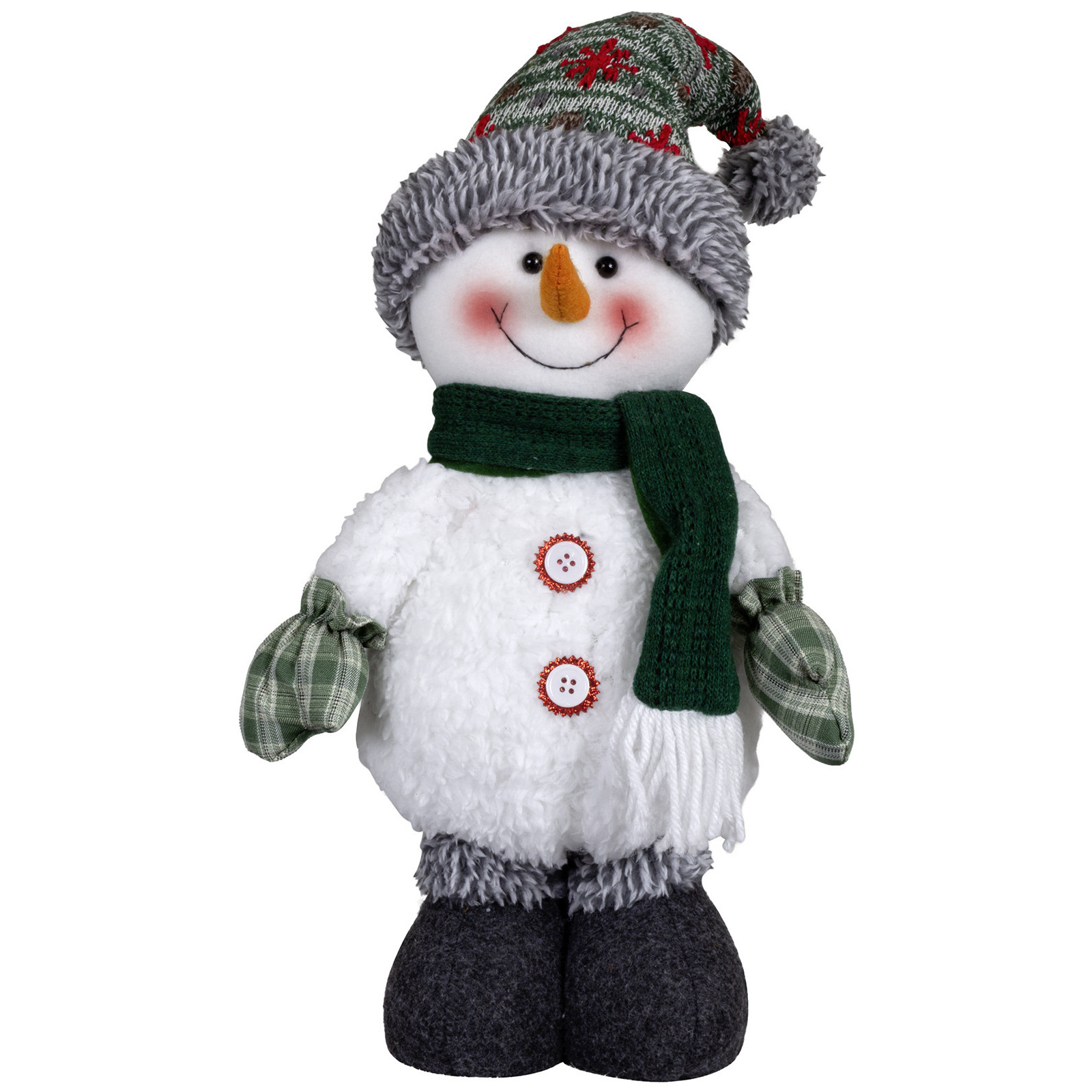 Pluche decoratie sneeuwpop 40 cm pop met sterretjes muts staand