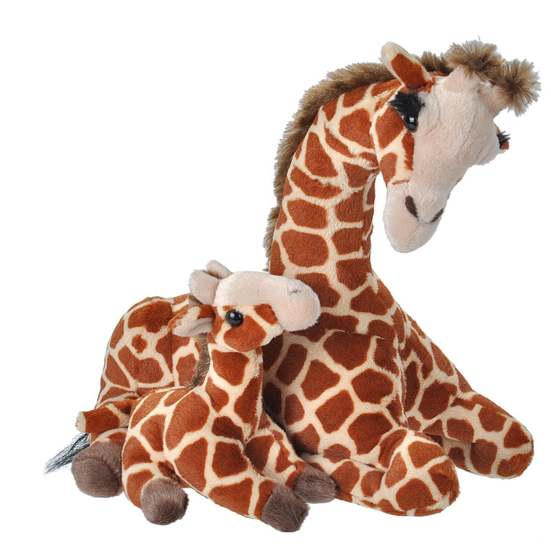 Pluche gevlekte giraffe met baby knuffel 38 cm speelgoed
