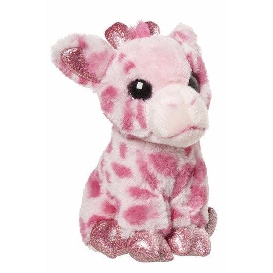 Pluche giraffe knuffel roze 23 cm