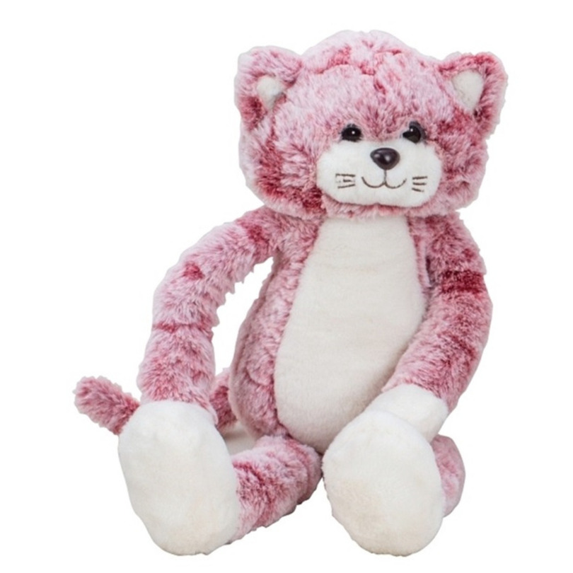Pluche kat-poes knuffel extra lange armen en benen roze 50 cm
