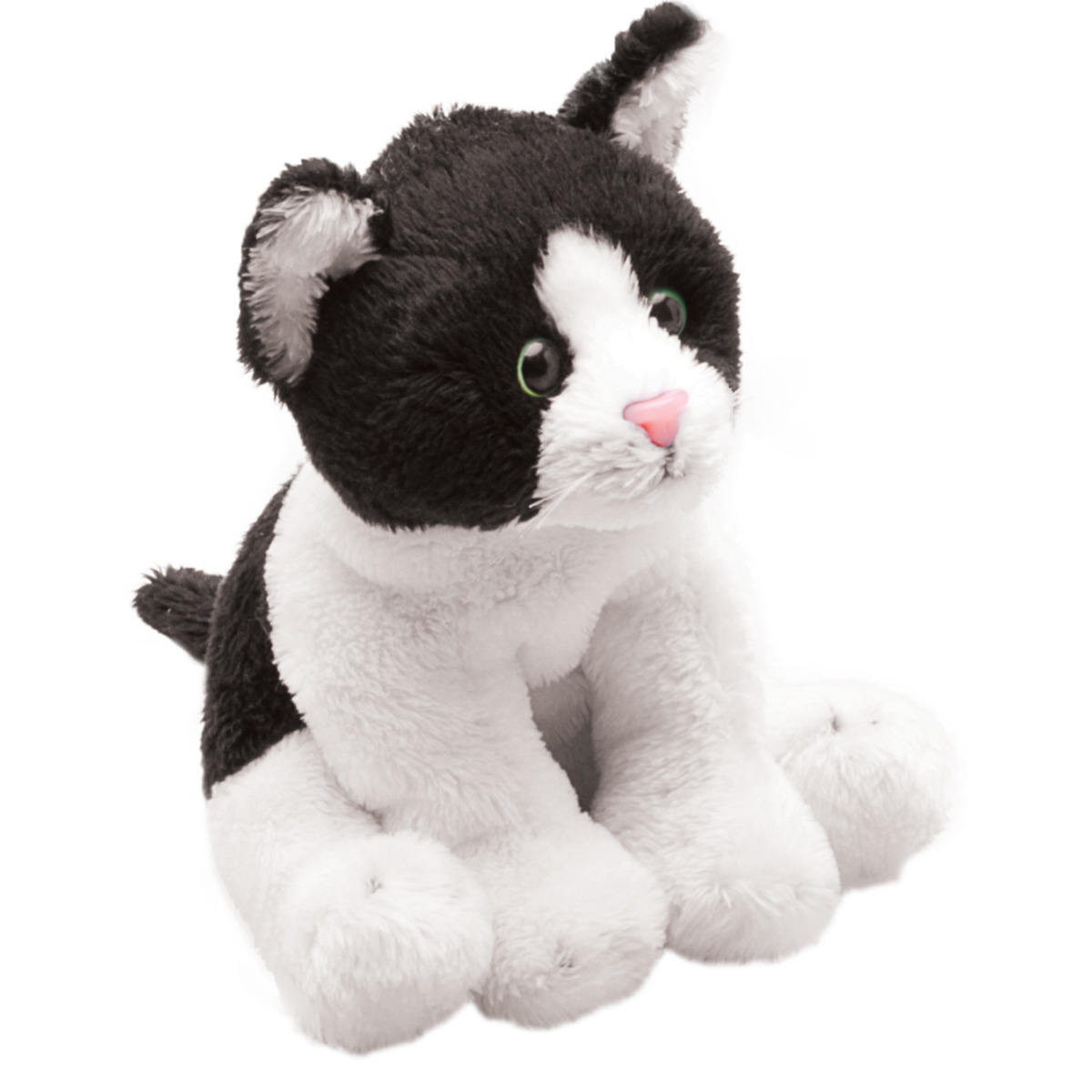Pluche knuffel dieren Zwart/Witte kat/poes 13 cm