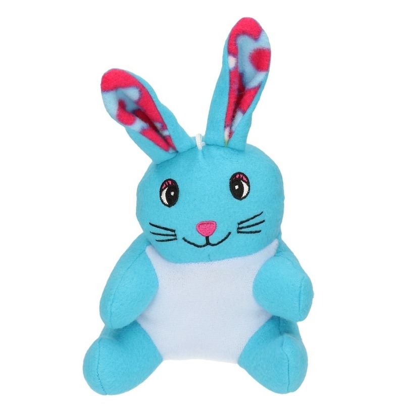 Pluche konijn/paashaas knuffel blauw 23 cm