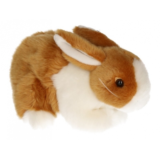 Pluche konijnen knuffel bruin/wit 20 cm