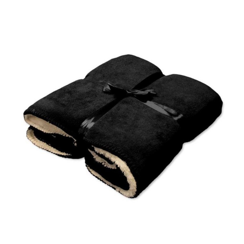Pluche plaid-deken zwart 130 x 160 cm