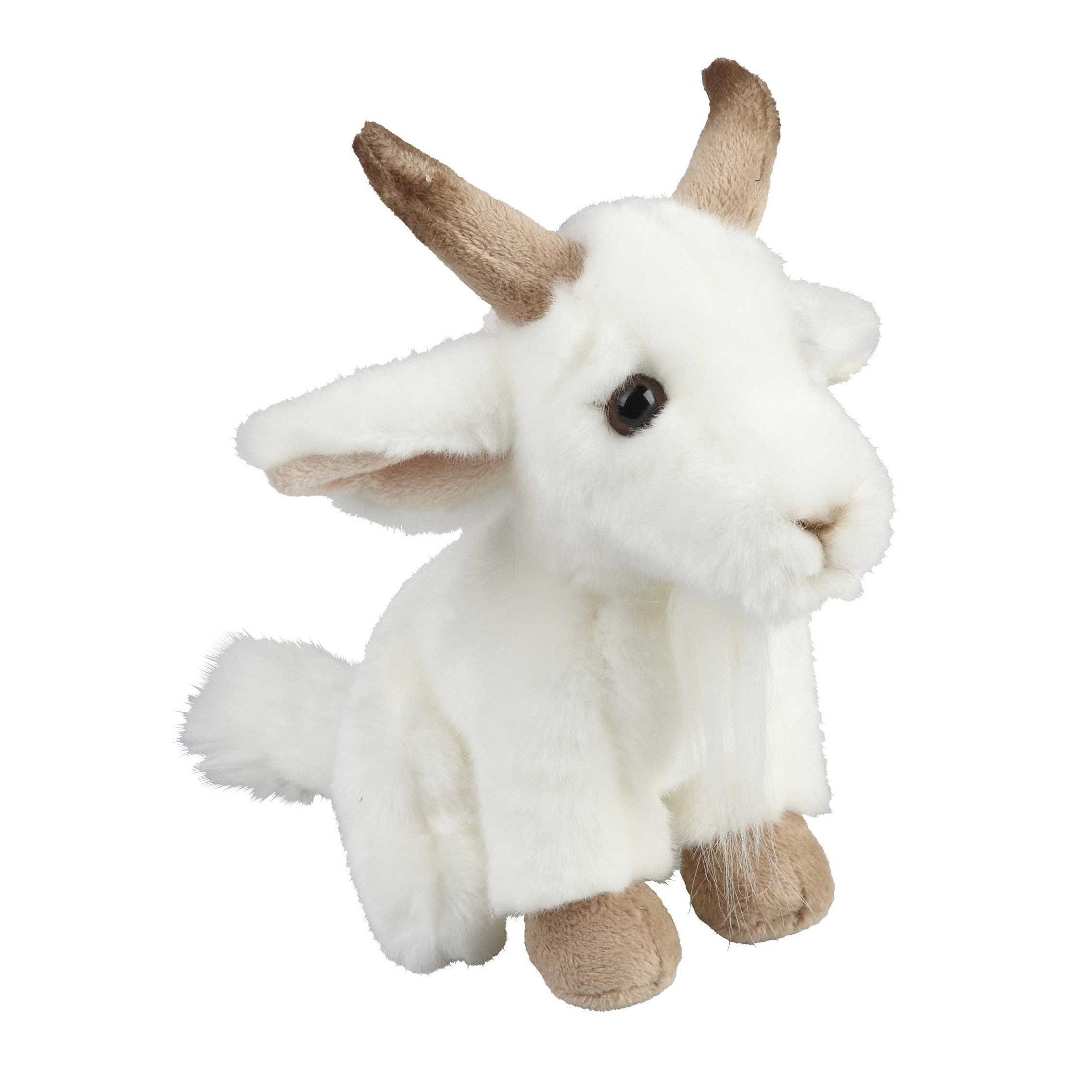 Pluche witte geit knuffel 18 cm speelgoed
