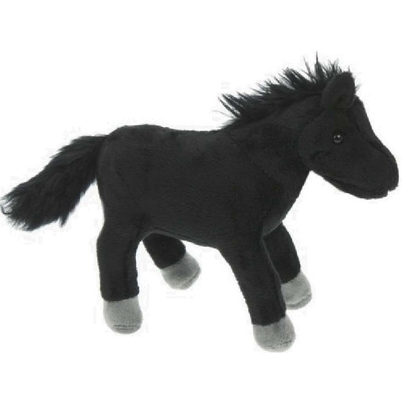 Pluche zwarte paarden knuffel 25 cm speelgoed