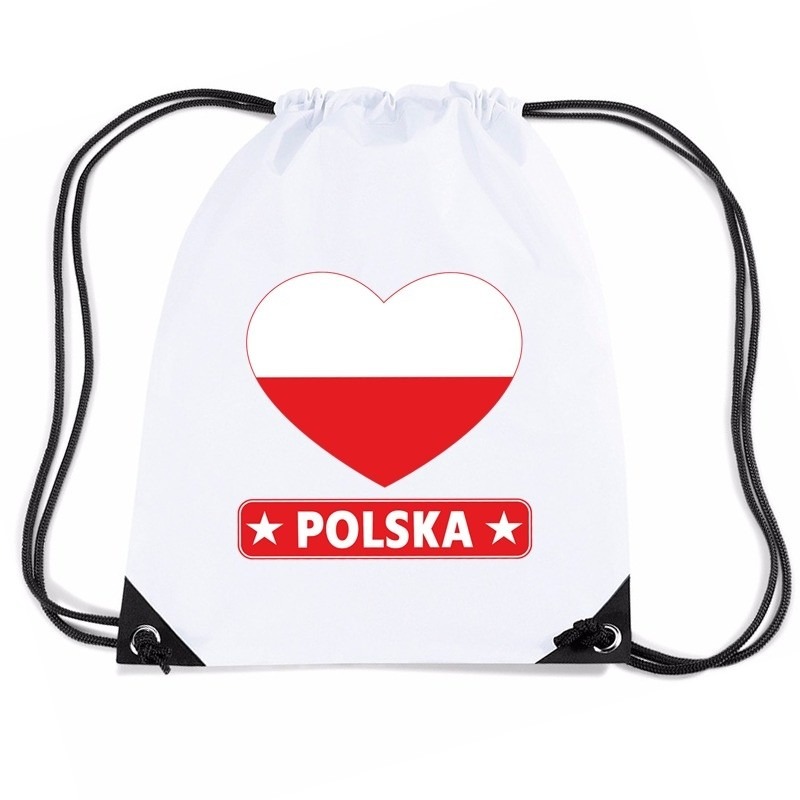 Polen hart vlag nylon rugzak wit