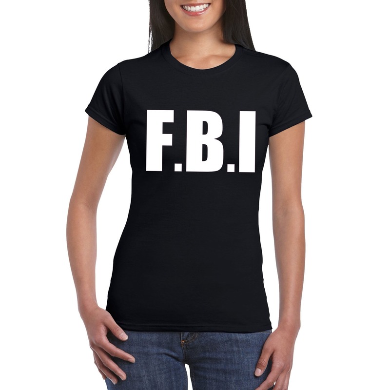 Politie FBI tekst t-shirt zwart dames