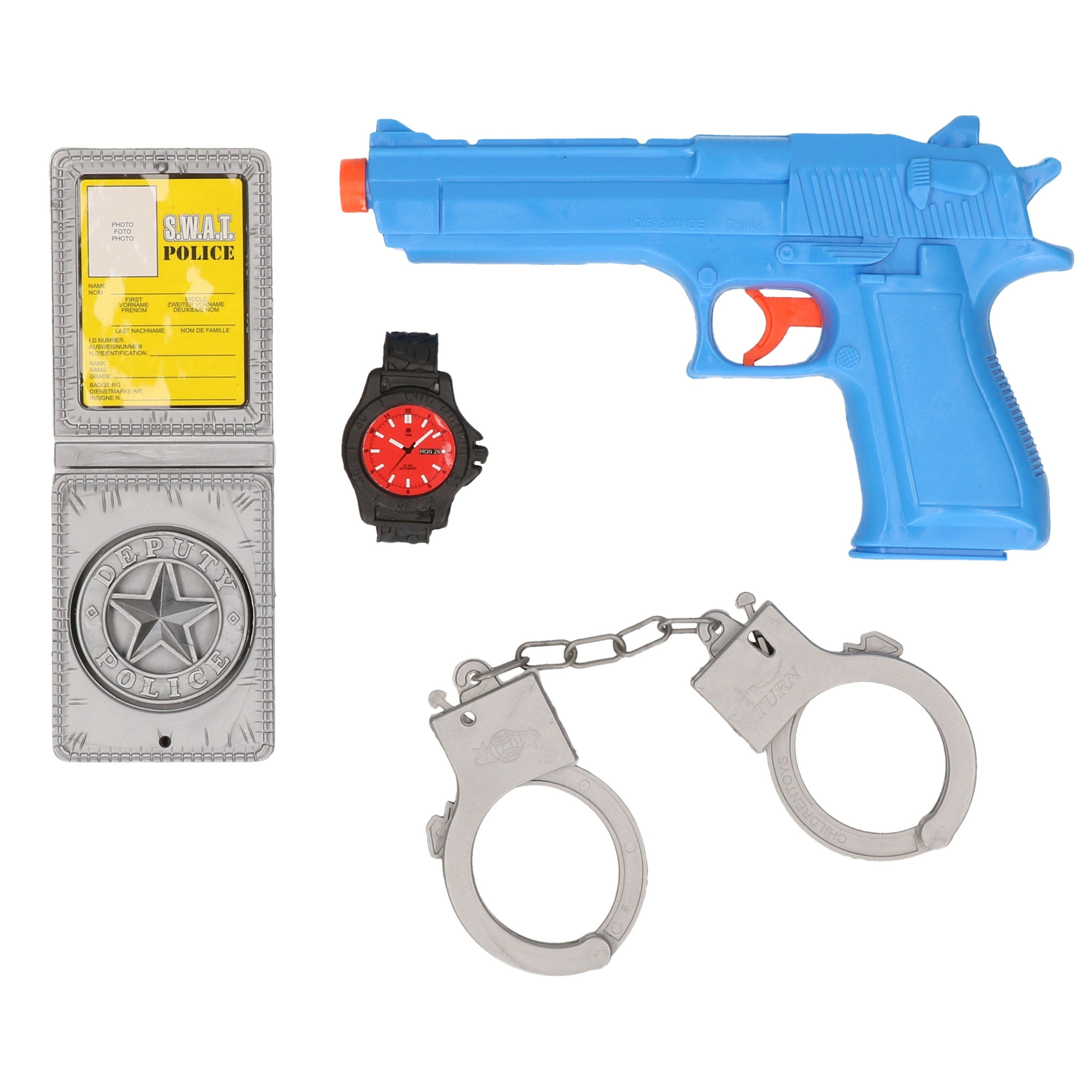 Politie speelgoed set pistool met accessoires verkleed rollenspel plastic 13 cm kind