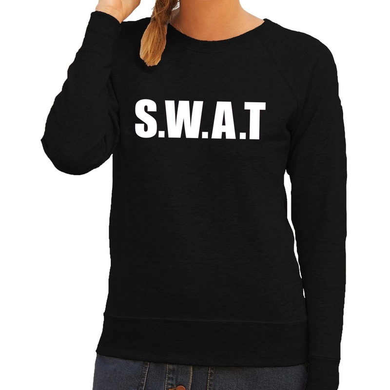 Politie SWAT tekst sweater / trui zwart voor dames