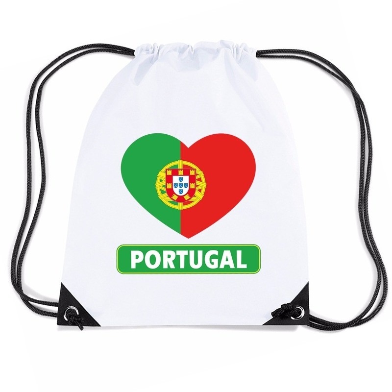 Portugal hart vlag nylon rugzak wit