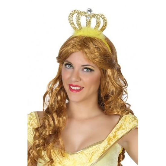 Prinses-koningin verkleed diadeem met gouden kroon