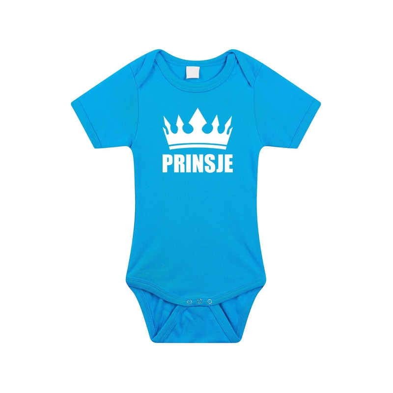 Prinsje met kroon rompertje blauw baby