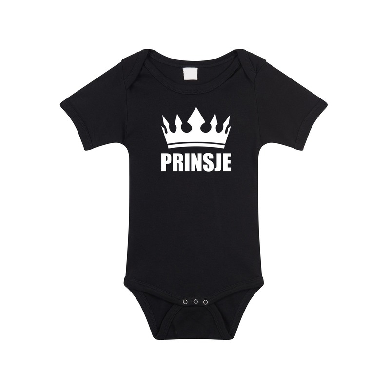 Prinsje met kroon rompertje zwart baby