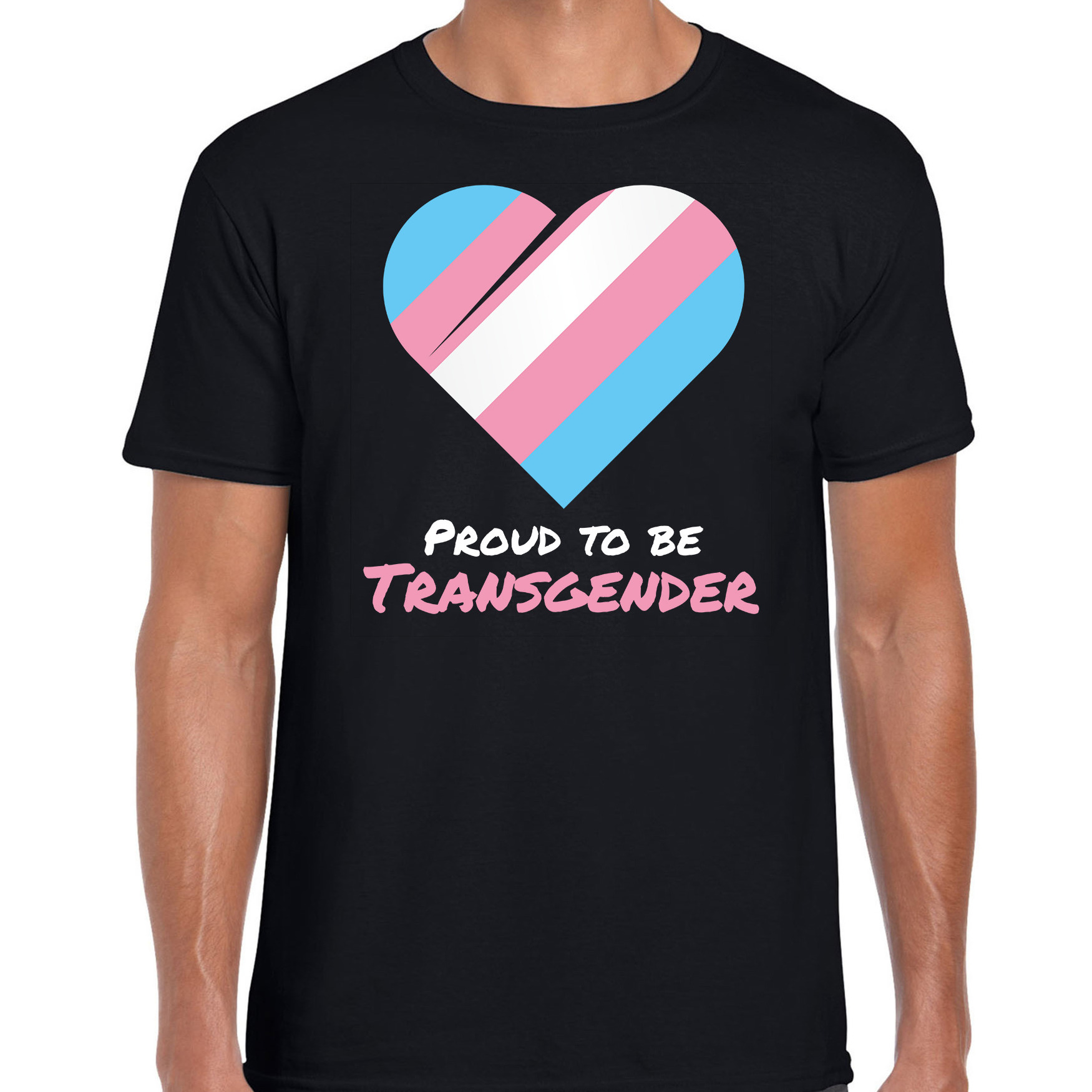 Proud to be transgender pride vlag hartje - LHBT t-shirt zwart voor heren