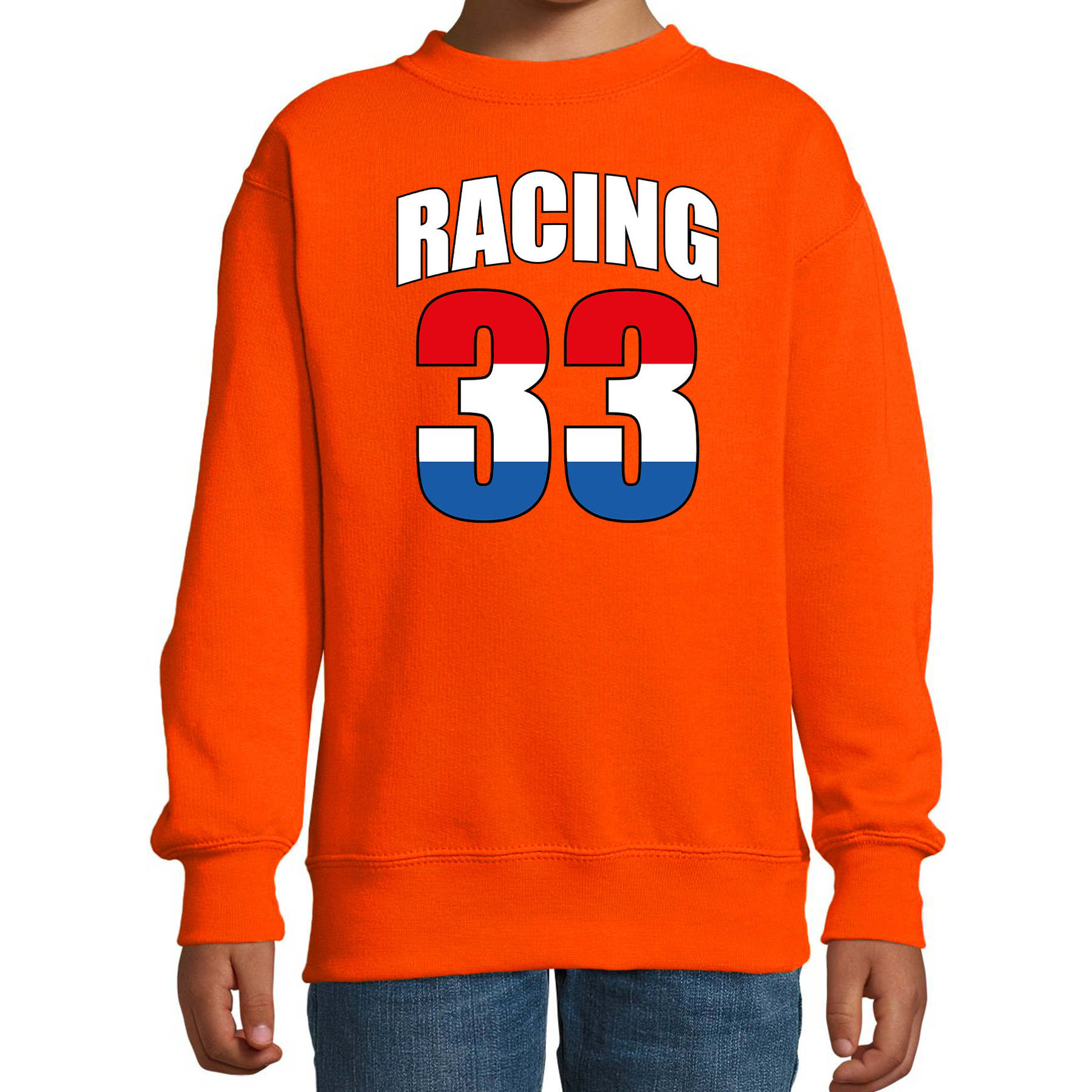 Racing 33 supporter - race fan sweater oranje voor kinderen