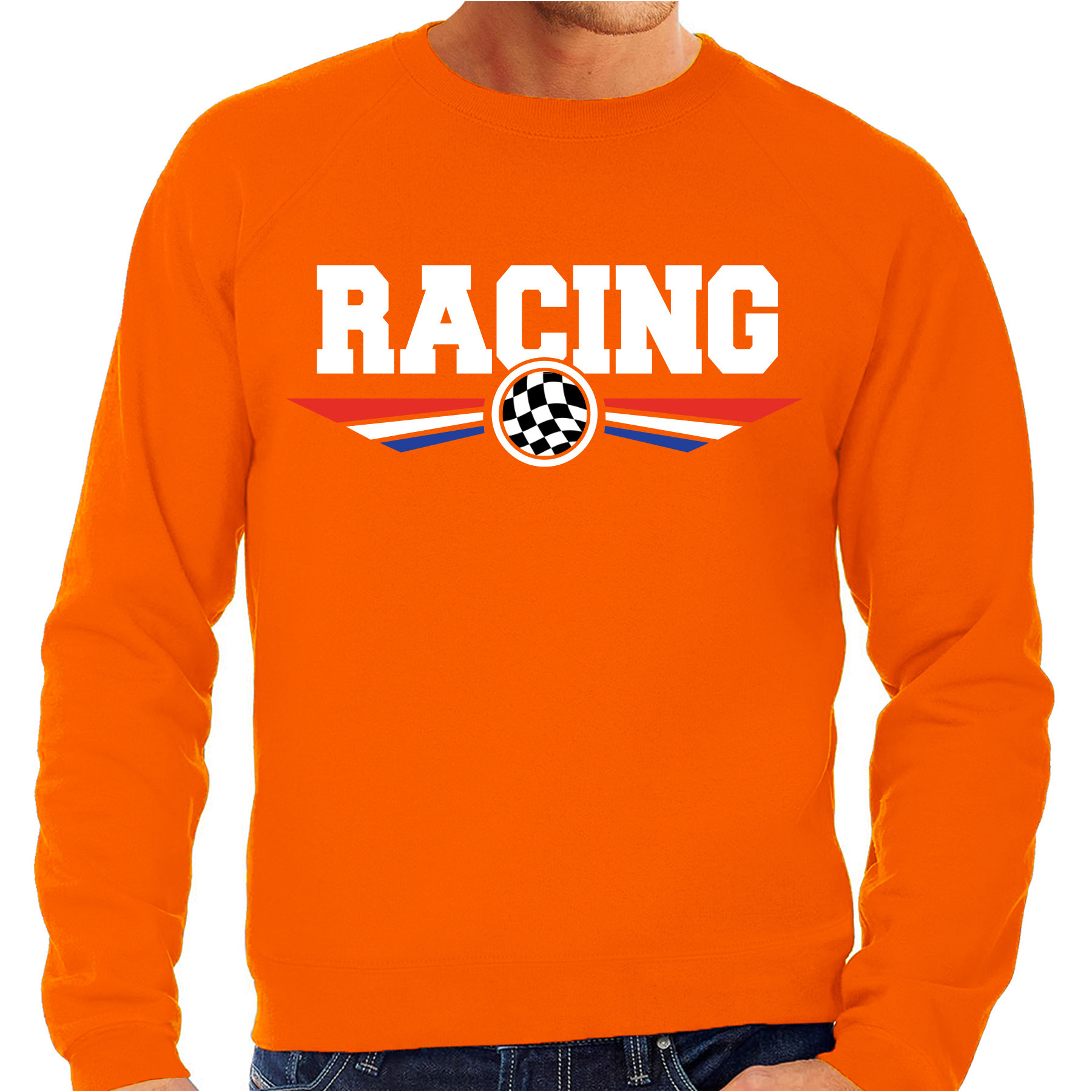 Racing coureur supporter sweater - trui met Nederlandse vlag oranje voor heren