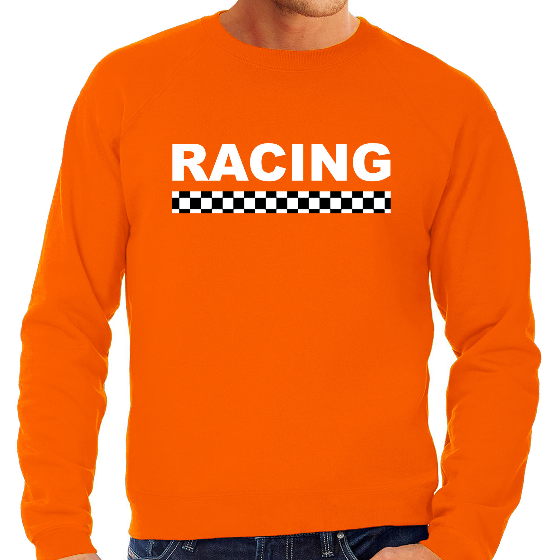 Racing supporter - finish vlag sweater oranje voor heren