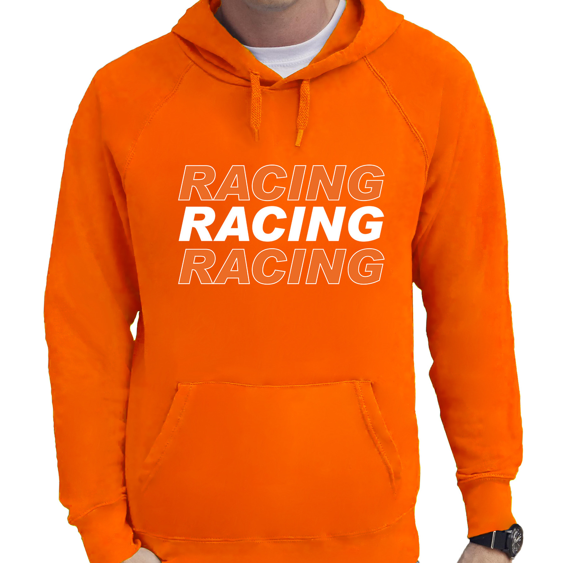 Racing supporter - race fan hoodie - hooded sweater oranje voor heren