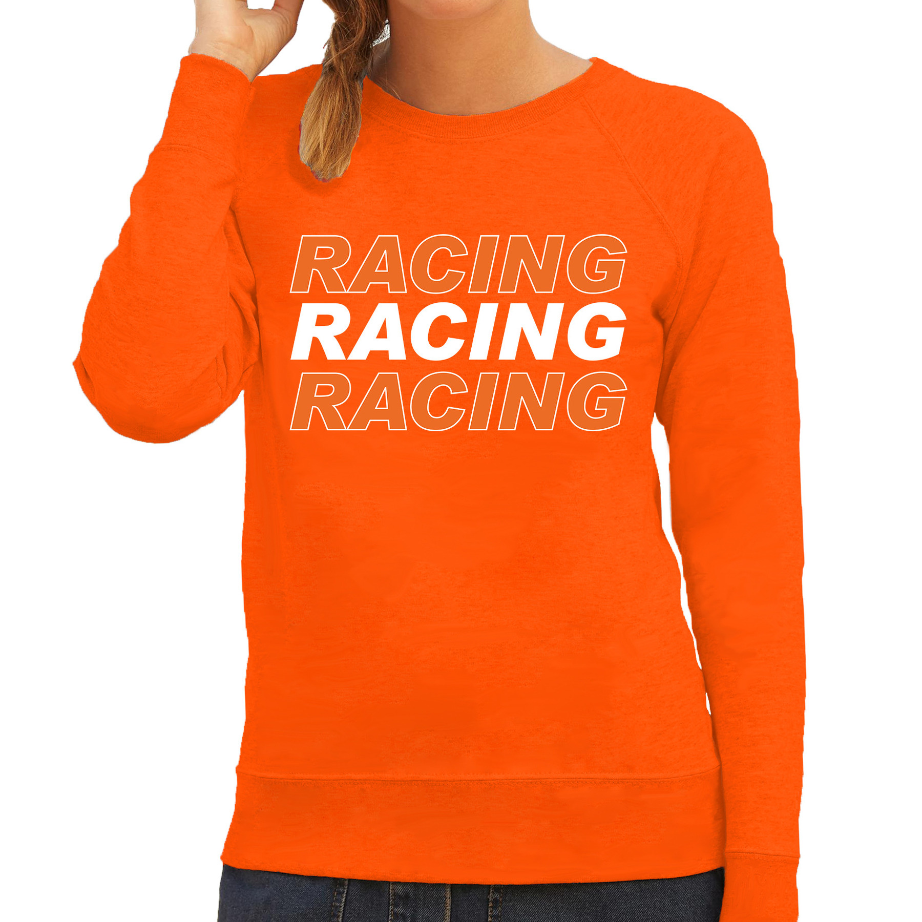 Racing supporter - race fan sweater oranje voor dames