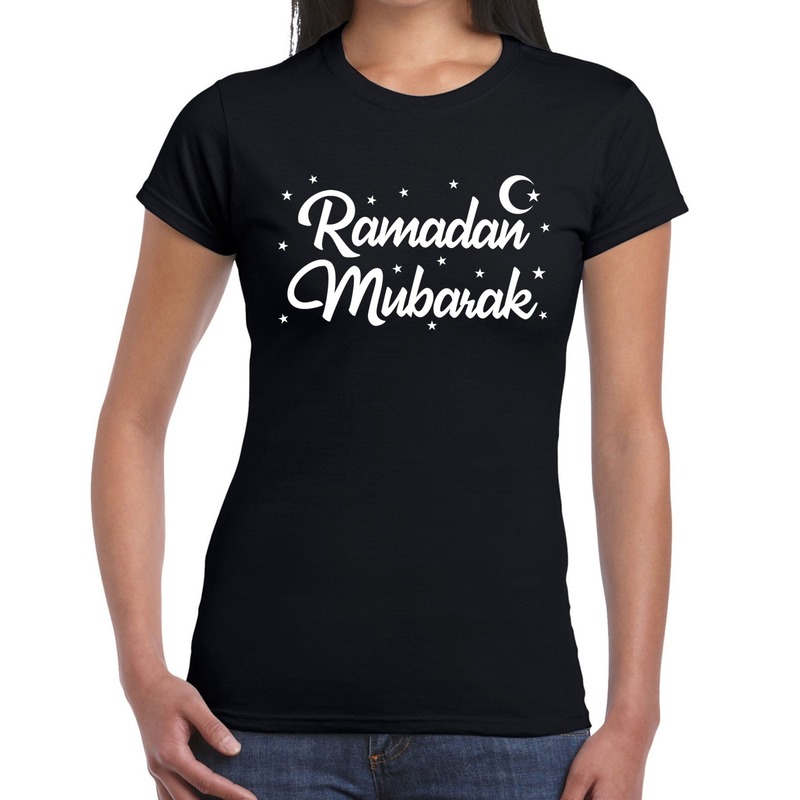 Ramadan Mubarak t-shirt zwart dames