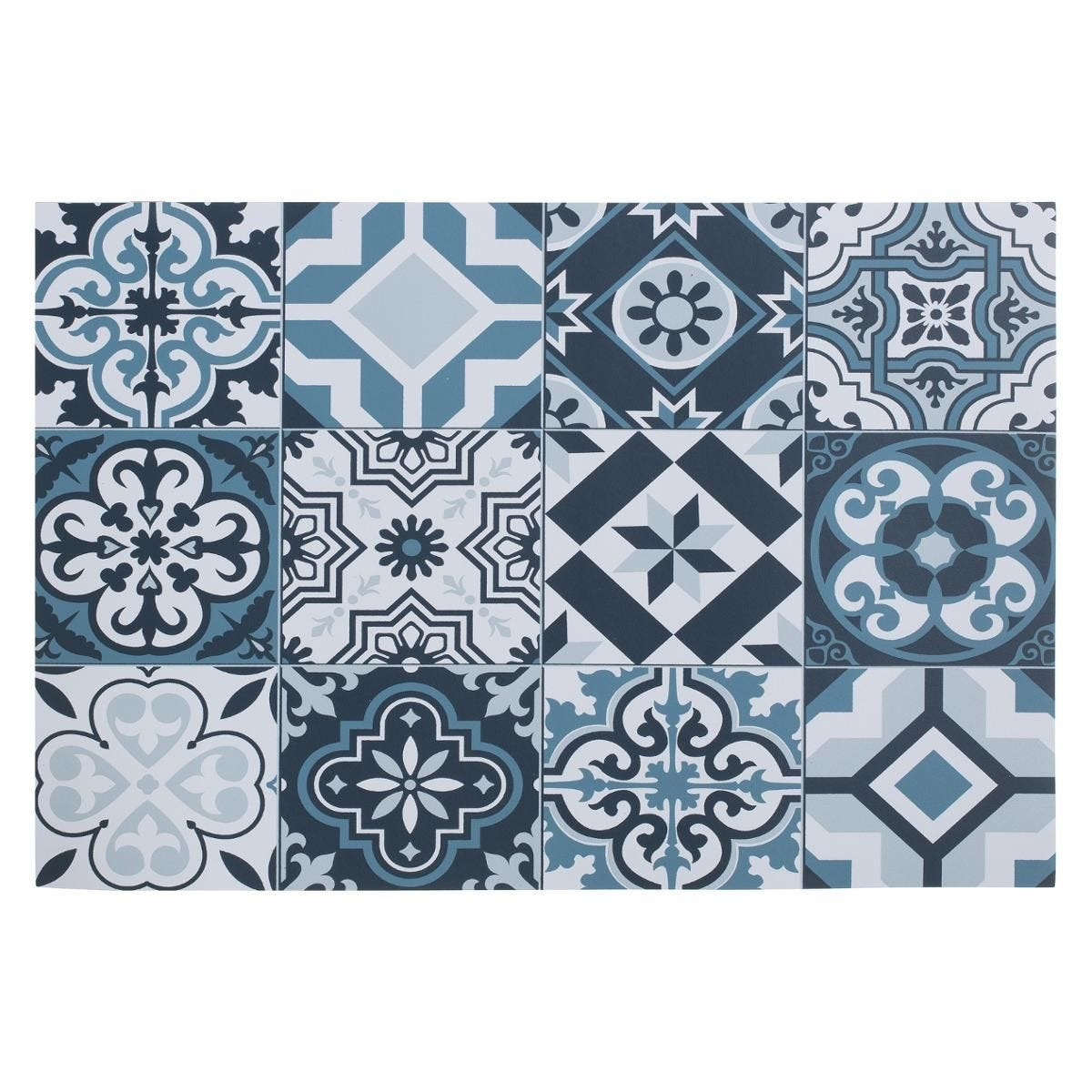 Rechthoekige placemat mozaiek blauw vinyl 45 x 30 cm