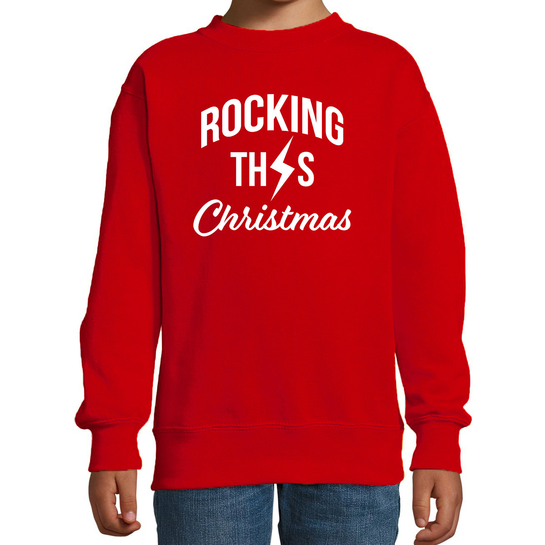 Rocking this Christmas foute Kerstsweater - Kersttrui rood voor kinderen