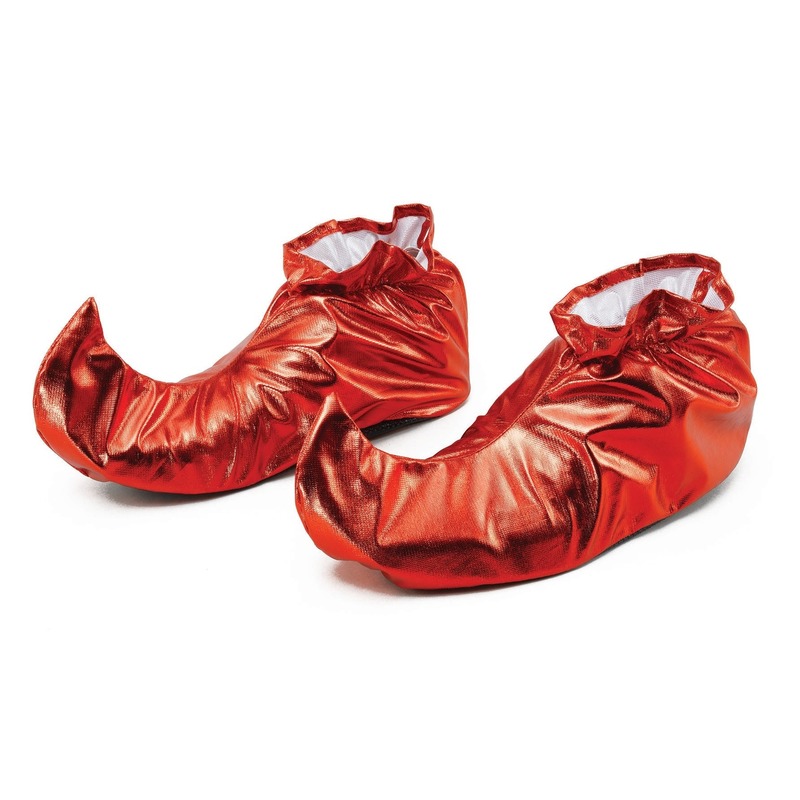 Rode metallic elfen verkleed schoenen voor volwassenen