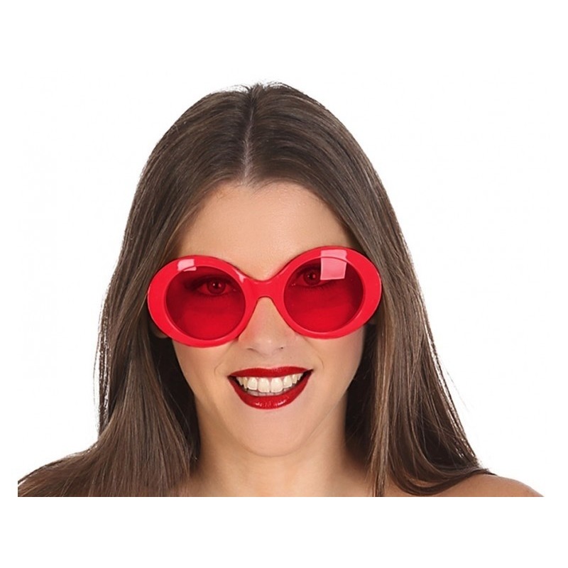 Rode ronde dames hippe verkleed zonnebril